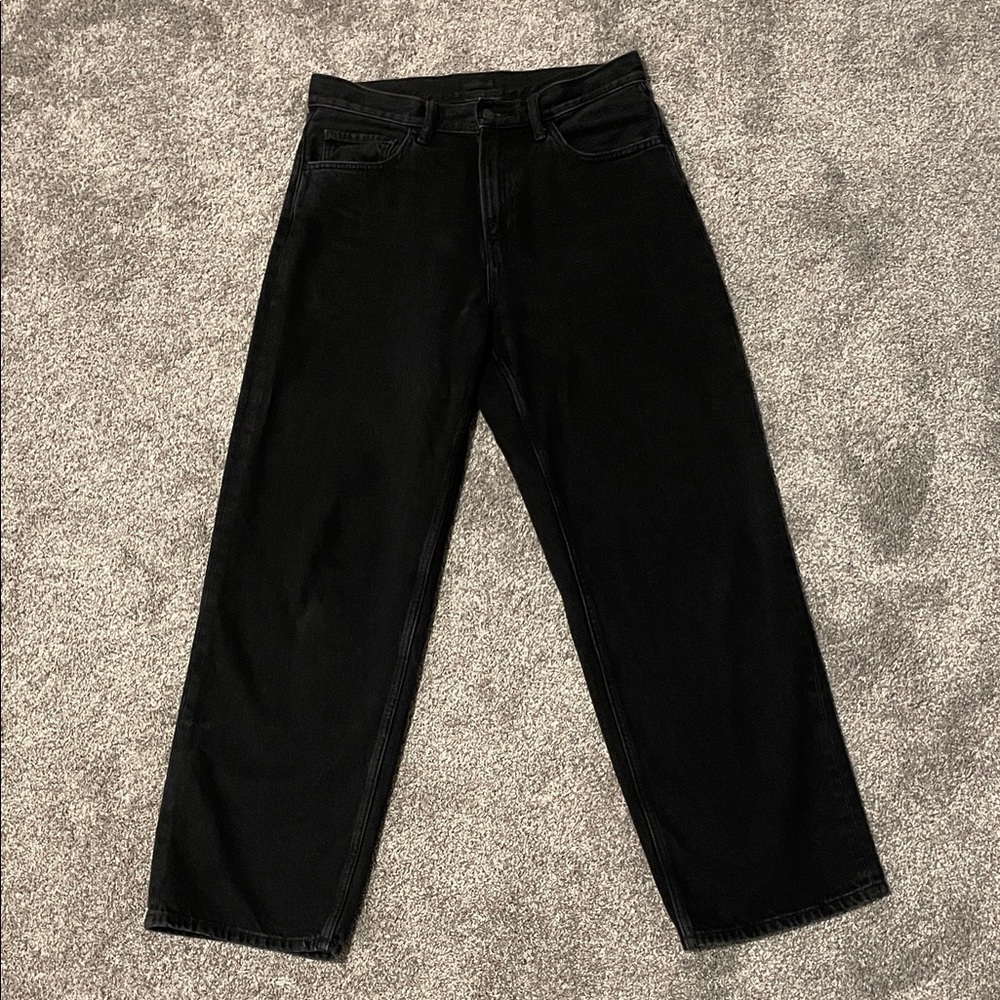 Uniqlo Wide Straight Black Jeans (Size 30)
